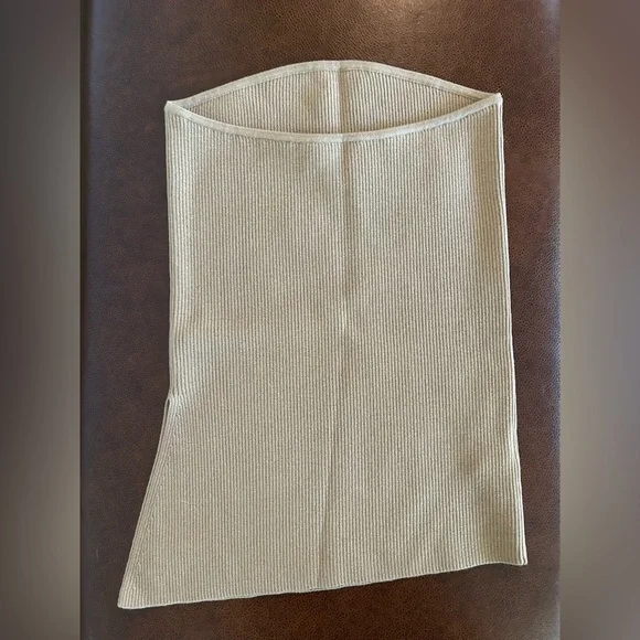 Aritzia Wilfred Clairidge Gold Metallic Ribbed Knit Top - Picture 4 of 5